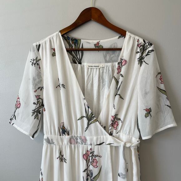 Roller Rabbit Condesa Bouquet Gertrude white floral maxi wrap dress Sz M - Picture 4 of 16